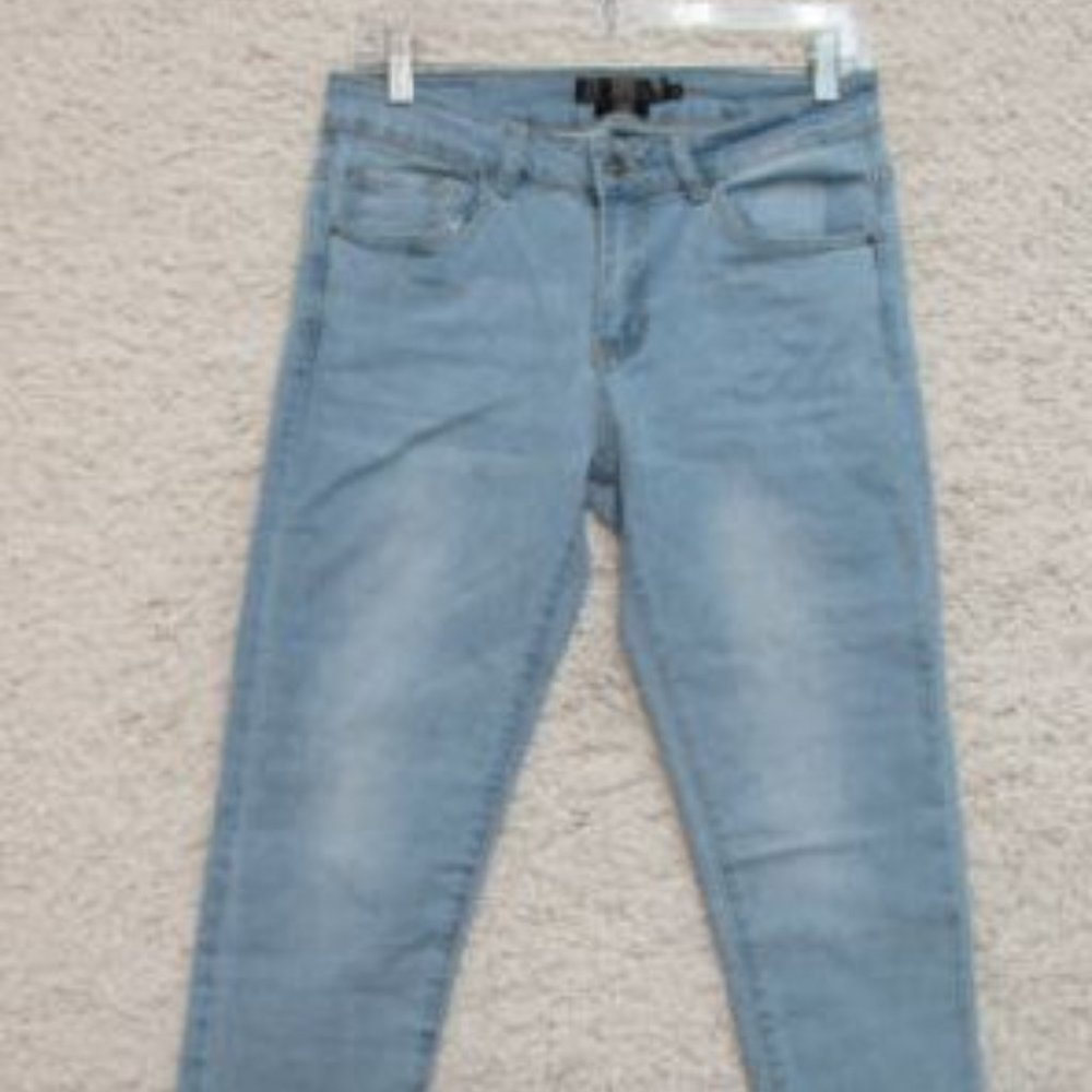L&B Lucky & Blessed Jeans 2 Womens Regular Size Blue Denim Capri Light Wash Logo